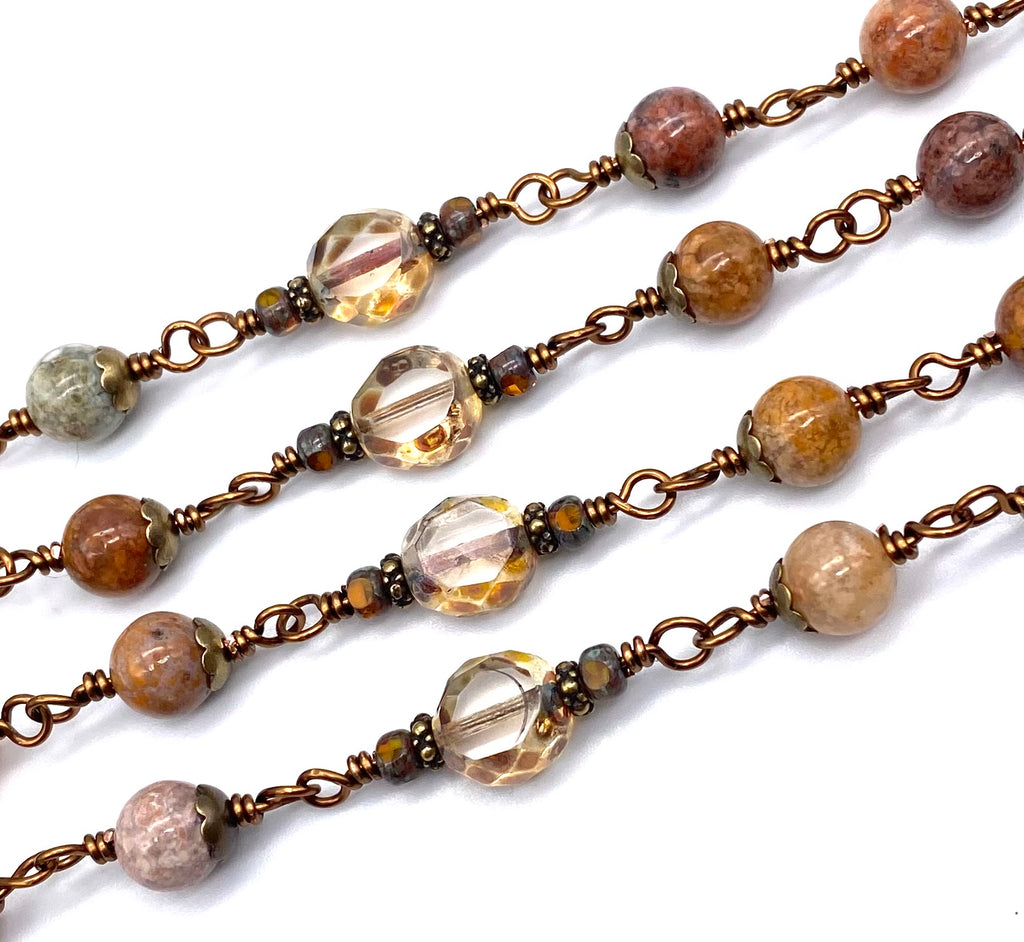 Succor Creek Jasper Gemstone Wire Wrapped Catholic Heirloom Rosary LARGE