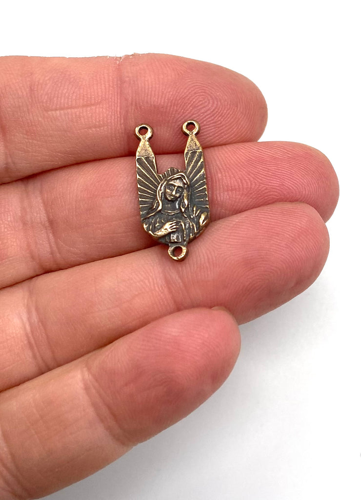 Solid Bronze WINGED ANGEL ART DECO Rosary Centerpiece Antique Vintage Reproduction #PG1131