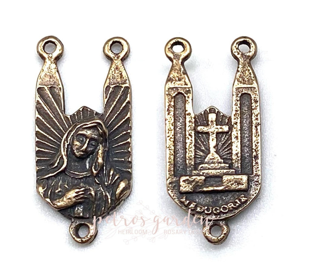 Solid Bronze WINGED ANGEL ART DECO Rosary Centerpiece Antique Vintage Reproduction #PG1131