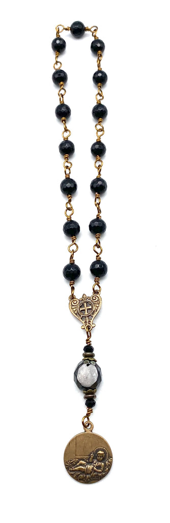 Black Onyx Gemstone Wire Wrapped Catholic Heirloom St. Andrew CHRISTMAS NOVENA Chaplet