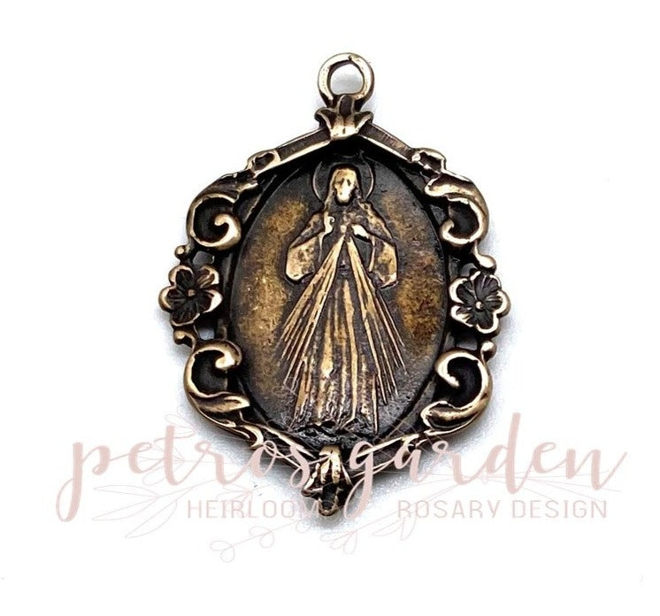 Solid Bronze DIVINE MERCY Cameo Catholic Medal, Catholic Pendant, Antique/Vintage Reproduction #PG7118