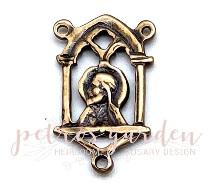 Sold Bronze JESUS MARY SHRINE Rosary Center, Catholic Connector, Antique/Vintage Reproduction #PG1115