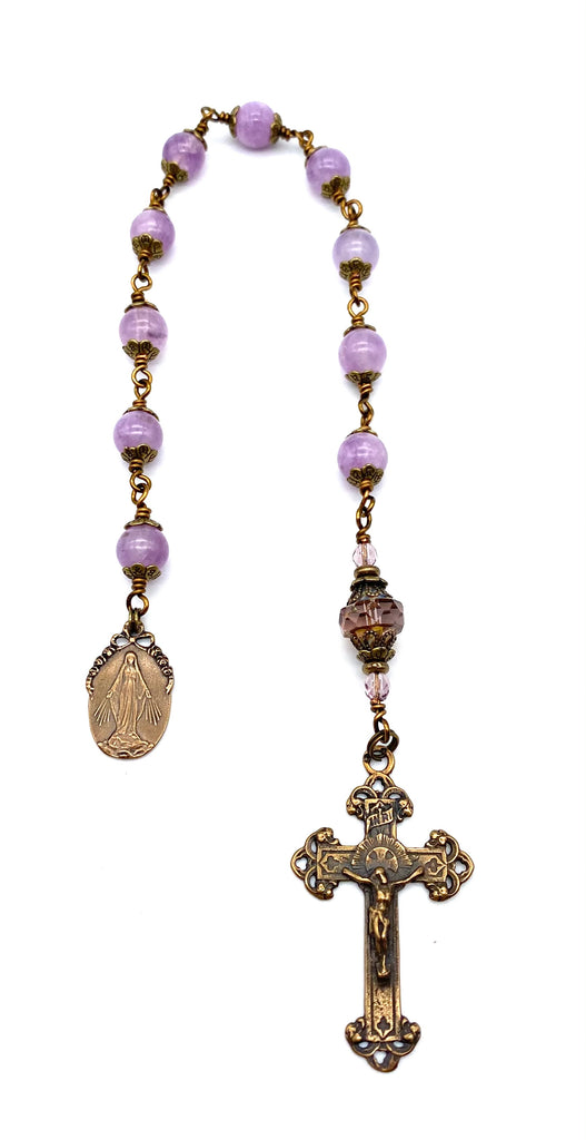 Lilac Amethyst Gemstone Catholic Heirloom Tenner Rosary