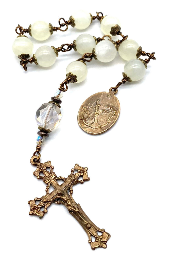 Pale Mountain Jade Gemstone BIG BEAD Catholic Heirloom Tenner Rosary