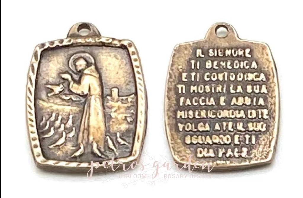 Solid Bronze SAINT FRANCIS Catholic Medal, Catholic Pendant, Antique/Vintage Reproduction #PG7103