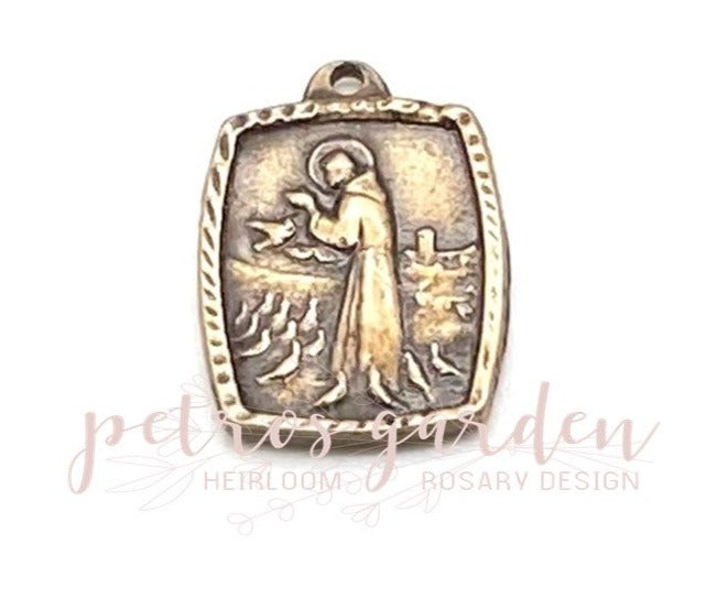 Solid Bronze SAINT FRANCIS Catholic Medal, Catholic Pendant, Antique/Vintage Reproduction #PG7103